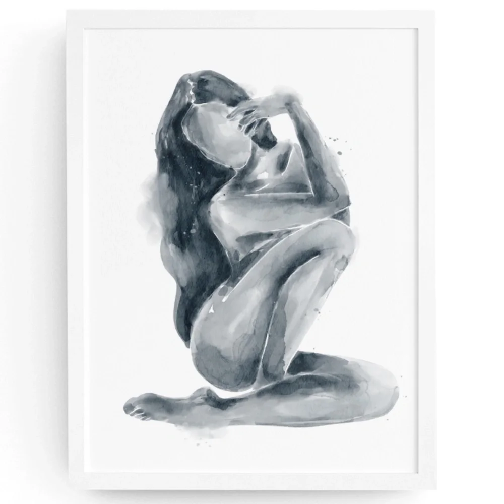 Watercolor Abstract Nude Woman Portrait Print Poster Unframed - Picture 3 of 17